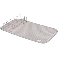 Full Circle Shape Shifter Kitchen Sink Accessories, Recycled Microfiber Dish Mat + Rack, Gray