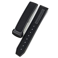 for Omega Speedmaster Watch Strap Stainless Steel Deployment Buckle 20mm 21mm 22mm Rubber Silicone Watchband (Color : Black Black Black, Size : 19mm)