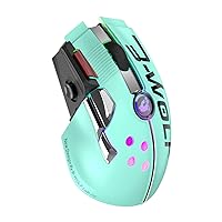 Wireless Gaming Mouse Multifunctional Bluetooth Mice Up to 12000 DPI Pixart 3325 Gaming Chip RGB Effect 11 Macro Programmable Buttons Joystick Ultralight Honeycomb Mouse for PC Mac Laptop (Green)
