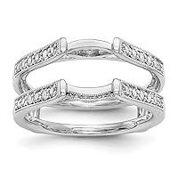 14k White Gold 1/3 Carat Diamond Ring Guard Ring Size 7.00 Jewelry for Women