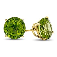 Solid 10k Gold or Sterling Silver Round 7mm Stone Stud Earrings