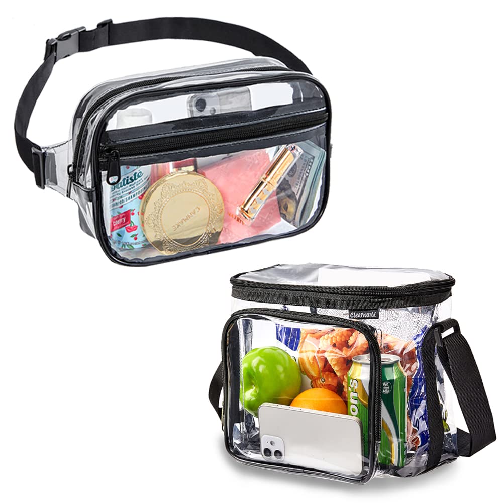 Clear lunch Bag Stadium Approved Clear Waist Pack with Adjustable Strap,Fashion Belt Bag for Festival, Games,Travel and Concerts