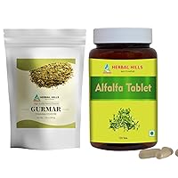 HERBAL HILLS Gurmar Tea Powder and Alfalfa Tablet Pack of 2 Combo