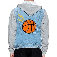 USA Basketball Men's Denim Jacket - Trendy Jacket With Fleece Hoodie - Cool Jacket for Men