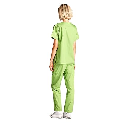 Dagacci Scrubs Medical Uniform Women and Man Scrubs Set Medical Scrubs Top and Pants