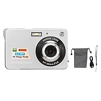 Rechargeable Pocket Camera and 128GB Memory Card Support,4K Digital Camera 48MP with 8x Zoom and 2.7in LCD Screen, USB Transfer Camera Camera for Beginners (silver)
