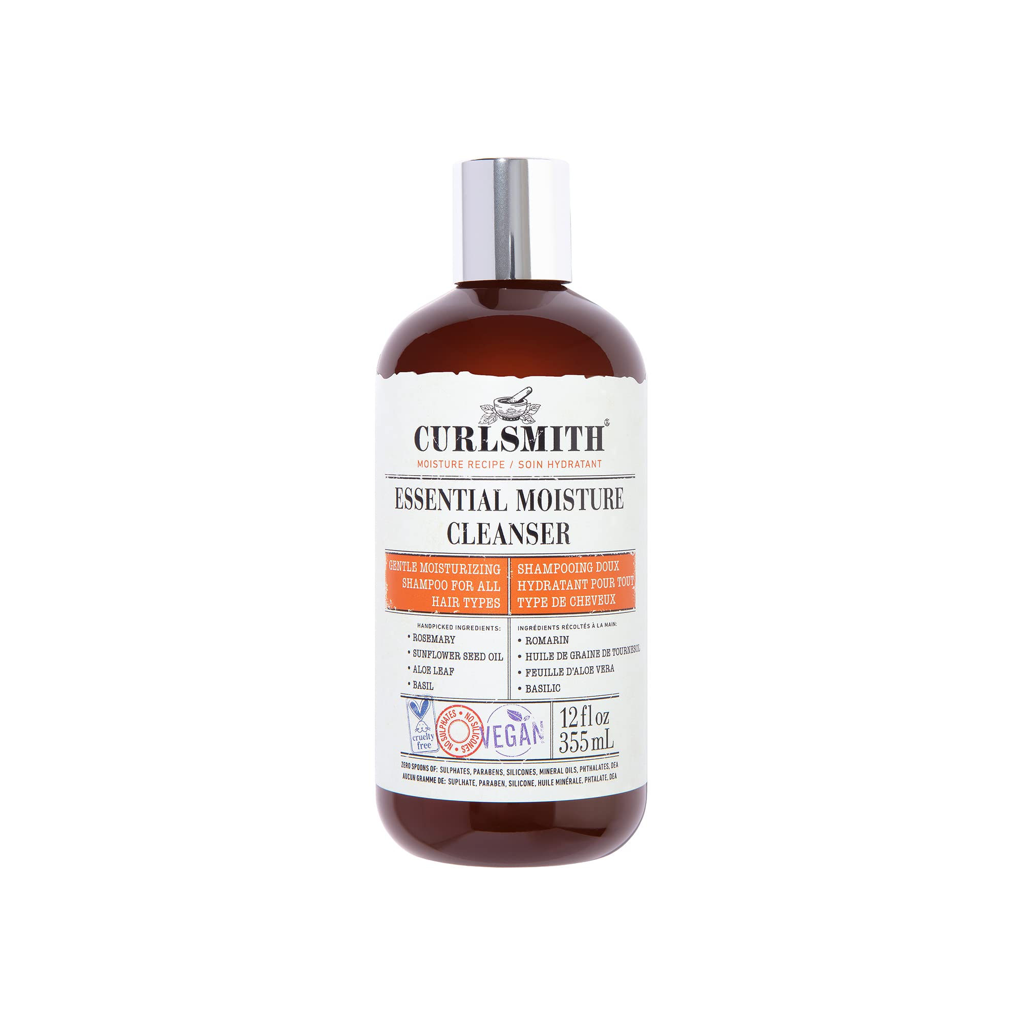 CURLSMITH - Essential Moisture Cleanser, Gentle Nourishing Shampoo for Wavy, Curly and Coily Hair, Vegan (12 FL Oz)