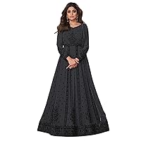 Black Indian Bollywood Designer Georgette Sequin Embellished Long Abaya Anarkali Festival Gown Dress 2801