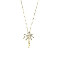 Sterling Silver 1/20ct TDW Real Diamond Palm Tree beach Jewelry Pendant Necklace for Women Girls A Love Gift (I-J,I2)