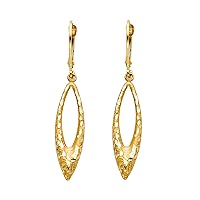 14K Tri Color Gold Hanging Earrings For Women Teen Girls Cute Dainty Dangling For Sensitive Ears