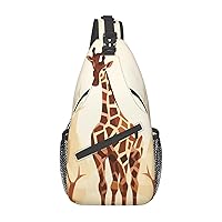 Wild Animal Giraffe Pattern Print Sling Bag Shoulder Sling Backpack Travel Hiking Chest Bag For Men Women