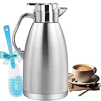78 Oz Stainless Steel Thermal Coffee Carafe for Keeping Hot, Insulated Coffee Carafe Double Walled Vacuum Thermos for Coffee, Tea, Hot Beverage Dispenser 12 Hour Heat Retention, Silver