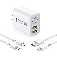 40W Cube Charger, PD 3.0 Wall Plug Power Adapter, USB C Super Fast Charging Brick with 2 Pack of 6ft Phone Cable for iPhone15, Samsung Galaxy S23 Ultra, Smartphones, iPads, Smartwatches and Tablets