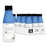 Soylent Vanilla Meal Replacement Shake, Ready-to-Drink Plant Based Protein Drink, Contains 20g Complete Vegan Protein and 1g Sugar, 14oz, 12 Pack