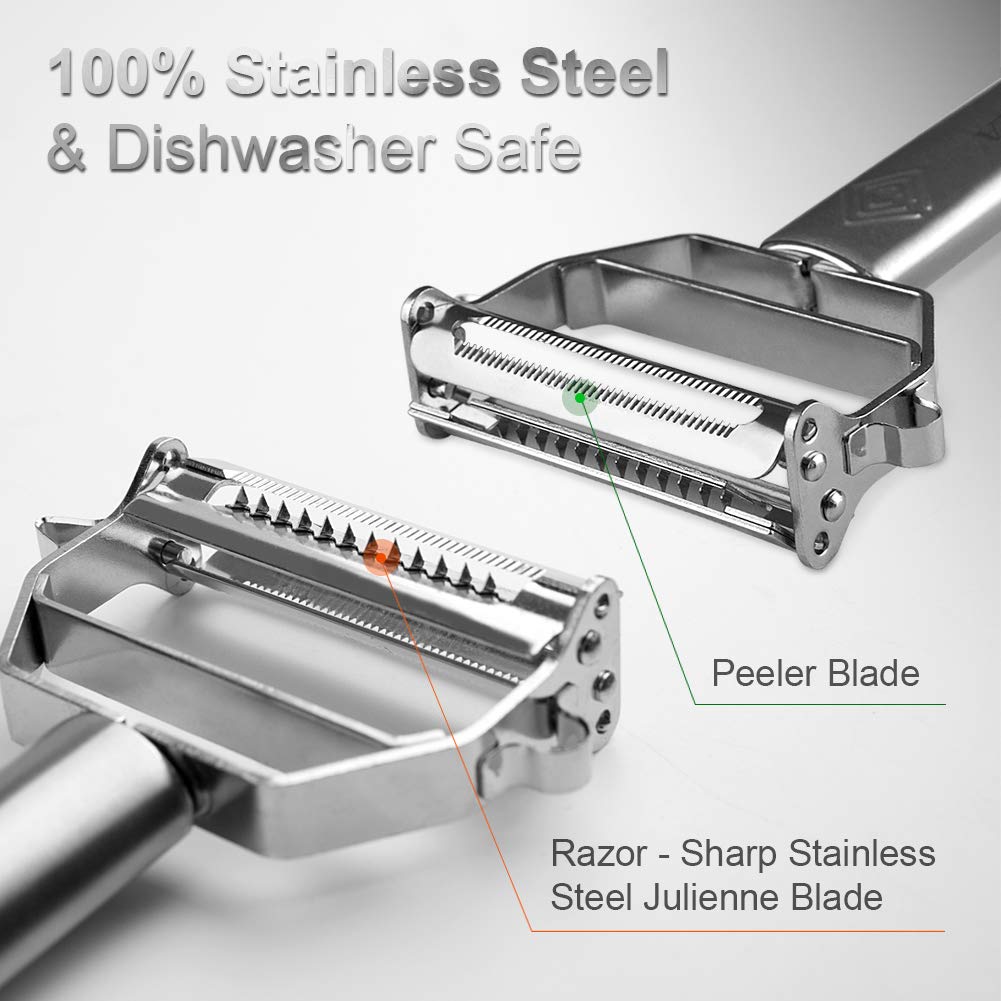 Secura Premium Ultra Sharp Stainless Steel Vegetable Julienne Peeler for Potato Apple 7.1