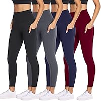 NexiEpoch 4 Pack Leggings for Women with Pockets- High Waisted Tummy Control for Workout Running Yoga Pants Reg & Plus Size