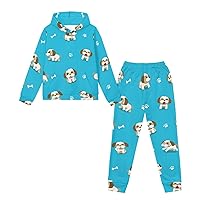 Kids Hoodies Outfits Fall Winter Long Sleeve Pullover Tops and Pants,2 Piece Sweatshirt and Sweatpants Suit