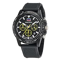 Nautica Men's Black Wheat PU Fiber Strap Watch (Model: NAPNOS4S4), Black