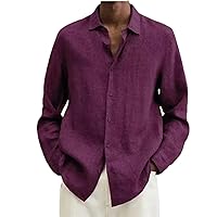 Men's Casual Cotton Linen Shirts Solid Long Sleeve Loose T-Shirt Tops Male Spring Autumn Men Shirt