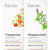 Tangerine Essential Oil for Diffuser & Peppermint Oil for Hair Growth Set - 100% Natural Therapeutic Grade Essential Oils Set - 2x0.34 fl oz - Gya Labs