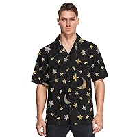 ALAZA Mens Watercolor Constellations Moon Star Quick Dry Hawaiian Shirt