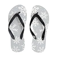 Vantaso Slim Flip Flops for Women Winter White Snowflakes Yoga Mat Thong Sandals Casual Slippers