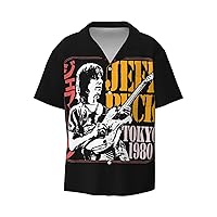 Jeff Beck Mens Fashion Hawaiian T Shirt Funny Button Down Clothes Short Sleeve Tops