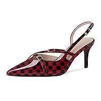 Zamikoo Slingback Heels for Women Buckle Strap Pointed Toe Slip On Stiletto High Heel Pumps Shoes Patent Leather 3 Inches