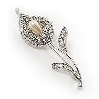 Clear Crystal Calla Lily Brooch