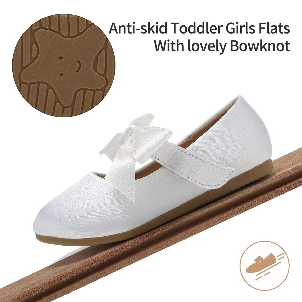 CIOR Toddler Girls Ballet Flats Shoes Ballerina Bowknot Jane Mary Princess Dress Shoes for Wedding Party School