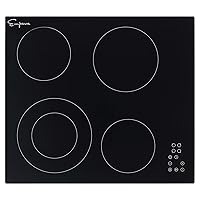 Empava Electric Stove Built in,4 Burner Radiant Temperature Protection, Child Safety Lock, Residual Heat Indicator, Timer, All Kinds of Cookware,Certified, 24in, 24 in Cooktop, Black