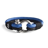 Mens Rope Bracelet - Stainless Steel Silver Shackle, Extremely Durable and Scratch Resistant Waterproof Paracord, Handmade, Nautical Wristband for Men