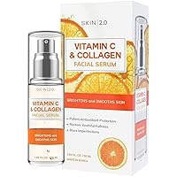 Vitamin C Serum With Collagen - Dermatologist Tested Korean Skin Care for Dark Spots & Skin Brightening - Anti Aging & Acne Facial Serum - Cruelty Free - For All Skin Types - 1.69Fl. oz by Skin 2.0