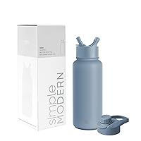 Simple Modern Water Bottle with Straw and Chug Lid Vacuum Insulated Stainless Steel Metal Thermos Bottles | Reusable Leak Proof BPA-Free Flask for Sports Gym | Summit Collection | 32oz, Blue Dune
