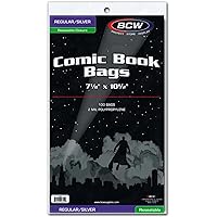 BCW Resealable Silver/Regular Comic Book Bags, Clear 2-mil Polypropylene | 7-1/8