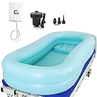 JIONET Inflatable Bathtub W/Electric Air Pump and Water Bag Adult PVC Bathtub with Bath Kit for The Elderly, Disabled, Seniors, Bedridden Patients, Handicapped (Color : Blue)