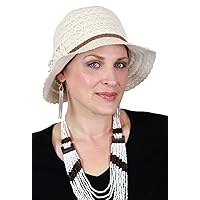 Summer Hat for Women Cancer Headwear Lace Cloche Packable Travel Sun 100% Cotton Small or Medium Heads