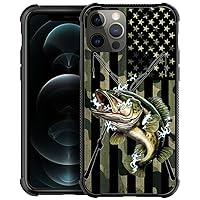 DAIZAG Case Compatible with iPhone 13 Case, Camo American Flag Bass Fish Case for iPhone 13 Pro Cases for Man Woman, All-Round Protection Shockproof Anti-Scratches TPU Cover Case for iPhone 13