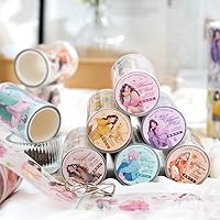 6pcs Decorative Adhesive Tapes Literary Girl Flowers PET Tape Great for Bullet Journal Supplies, Arts, Scrapbook, DIY Crafts, Planners (huayushaonv)