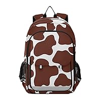 ALAZA Abstract Cow Pattern Brown Laptop Backpack Purse for Women Men Travel Bag Casual Daypack with Compartment & Multiple Pockets