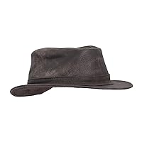 Walker and Hawkes - Leather Cowhide Fedora Short Brim Hat