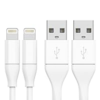 TalkWorks iPhone Charger Lightning Cable 2 Pack 6ft Long Strain Relief Heavy Duty Cord MFI Certified for Apple iPhone 12, 12 Pro/Max, 12 Mini, 11, 11 Pro/Max, XR, XS/Max, X, 8, 7, 6, iPad - White