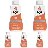 Rit All- Purpose Liquid Fabric Dye, 8 oz, Coral, 8 Fl Oz (Pack of 5)