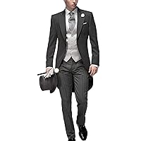 Three Pieces Tailored Bridegroom Black Morning Suit Wedding Tuxedo for Men Groomwear