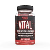 Huge Supplements Vital - Superior Blood Pressure Supplement Supports Healthy Cardiovascular System, Blood Circulation & Blood Pressure (120 Capsules)