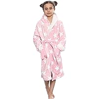 Girls Fleece Luxury Sherpa Hooded Dressing Gown Pink Super Soft Robe