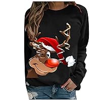 Christmas Shirt Snowflake/Reindeer/Christmas Tree Plaid Crewneck Sweater Workout Sweatshirts for Women