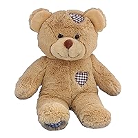 Stuffems Toy Shop Record Your Own Plush 16 inch Brown Patches Teddy Bear - Ready to Love in A Few Easy Steps