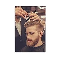 Hair Salon Poster Handsome Male Classic Fashion Hair Beard P Barber Shop Aesthetics Art Poster Canvas Painting Posters And Prints Wall Art Pictures for Living Room Bedroom Decor 12x18inch(30x45cm) Un
