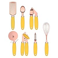 7 Pc Kitchen Gadget Set Copper Coated Stainless Steel Utensils Ice Scream Scoop Peeler Garlic Press Cheese Grater Whisk Baking Tools And Accessories For Kids Cute Cookie Gadgets Teens Cakes